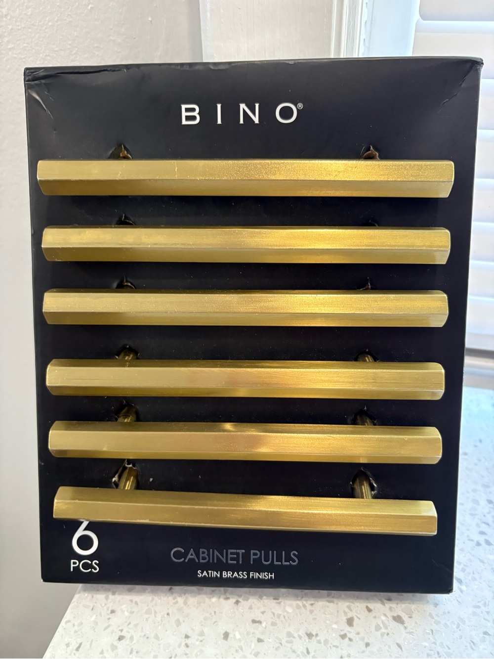New in Package BINO Satin Brass Cabinet Pulls - 6 Pack